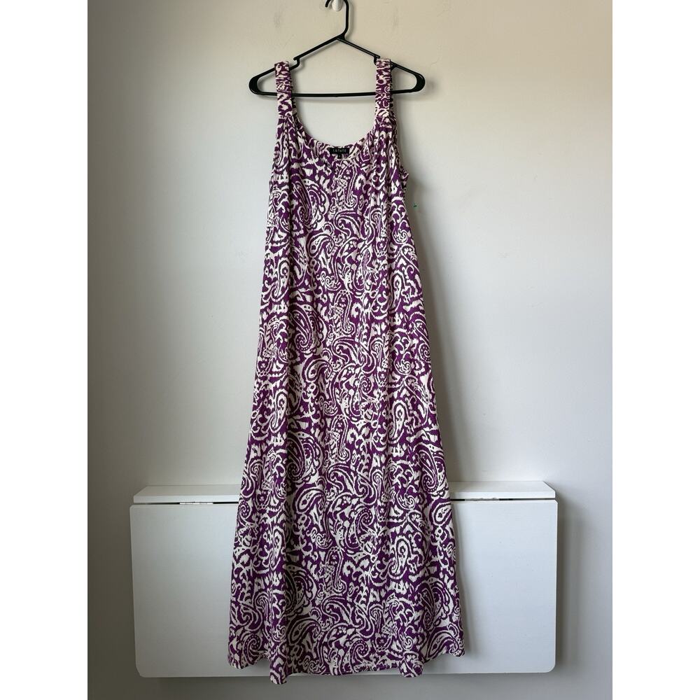1. State Maxi Dress sz Large White Purple Floral Paisley Boho